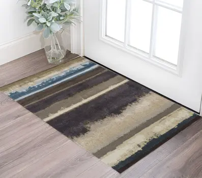 3' X 5' Beige and Brown Abstract Area Rug