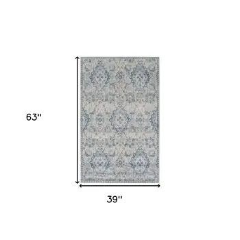 3' X 5' Blue Oriental Area Rug