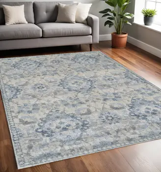 5' X 8' Blue Oriental Area Rug