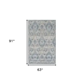 5' X 8' Blue Oriental Area Rug