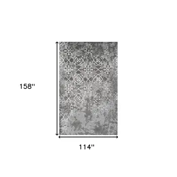 10' X 13' Gray and Ivory Oriental Distressed Area Rug
