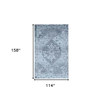 10' X 13' Blue and Ivory Oriental Area Rug
