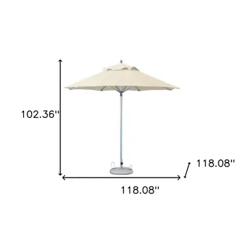 10' Ecru Polyester Round Market Patio Umbrella