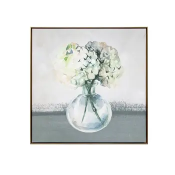 Hydrangea in Vase Gold Floater Frame p-Oxybis(benzenesulfonyl hydrazide) Wall Art
