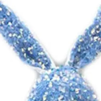 20" Blue and White Fabric Rabbit Easter Standing Gnome Tabletop Sculpture