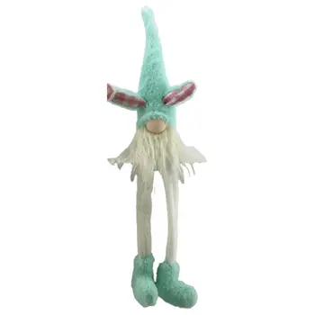 23" Blue and White Fabric Christmas Standing Gnome Tabletop Sculpture