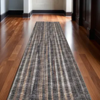 3' X 12' Brown Ombre Tufted Handmade Runner Rug