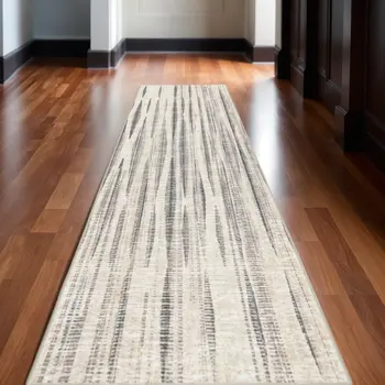 3' X 12' Ivory Ombre Tufted Handmade Runner Rug