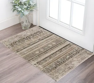 3' X 5' Brown Oriental Area Rug With Fringe