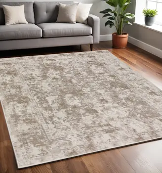 5' X 8' Brown Oriental Area Rug With Fringe