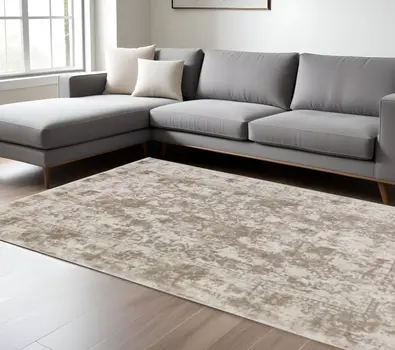 8' X 10' Brown Oriental Area Rug With Fringe