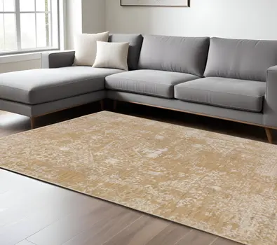 8' X 10' Beige Oriental Area Rug With Fringe
