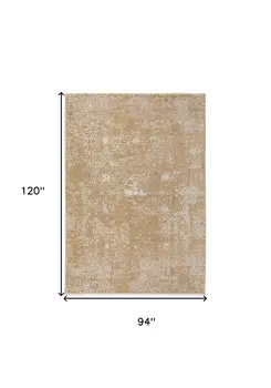 8' X 10' Beige Oriental Area Rug With Fringe