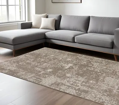 9' X 13' Gray Oriental Area Rug With Fringe