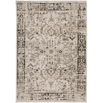 3' X 5' Gray Oriental Area Rug With Fringe