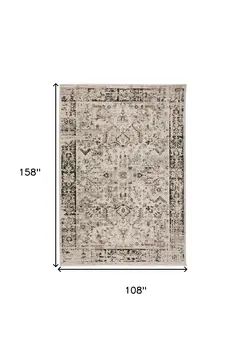 9' X 13' Gray Oriental Area Rug With Fringe