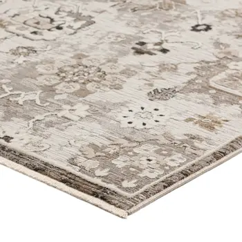 3' X 5' Gray Oriental Area Rug With Fringe