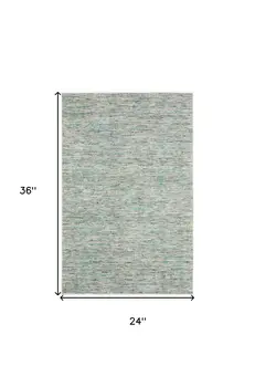 2' X 3' Green Wool Hand Loomed Handmade Area Rug