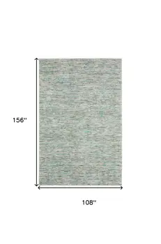 9' X 13' Green Wool Hand Loomed Handmade Area Rug