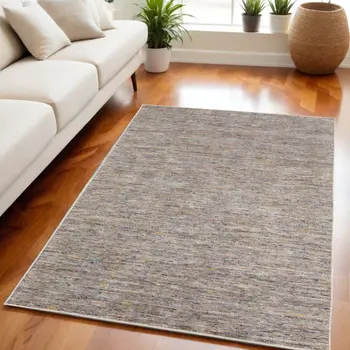 5' X 8' Grey Blue And Yellow Wool Hand Loomed Handmade Area Rug