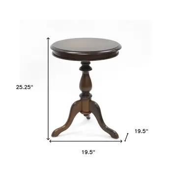 25" Dark Brown Manufactured Wood Round End Table