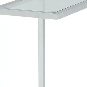 26" Clear And White Glass And Steel Sled End Table