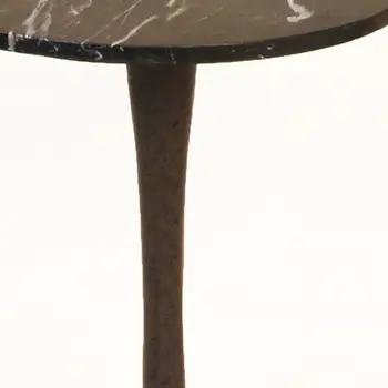 19" Black Marble Round End Table