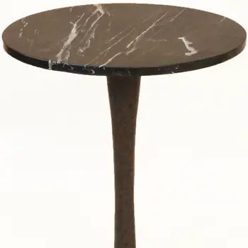 19" Black Marble Round End Table