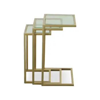 24" Gold Glass Rectangular End Table