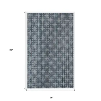 8' X 10' Blue And And Charcoal Hand Loomed Area Rug