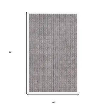 5' X 8' Tan And Charcoal Plaid Cross Hand Loomed Area Rug