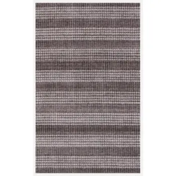 5' X 8' Rust And White Striped Hand Loomed Area Rug