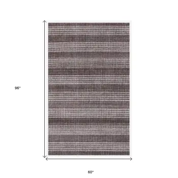 5' X 8' Rust And White Striped Hand Loomed Area Rug