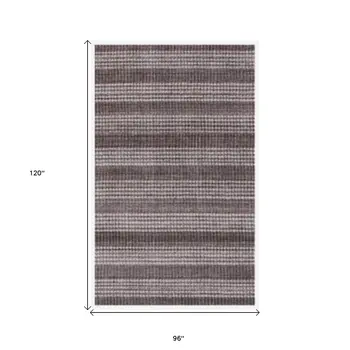 8' X 10' Rust And White Striped Hand Loomed Area Rug