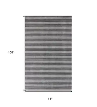 9' X 12' Black And Dark Grey Hand Loomed Area Rug