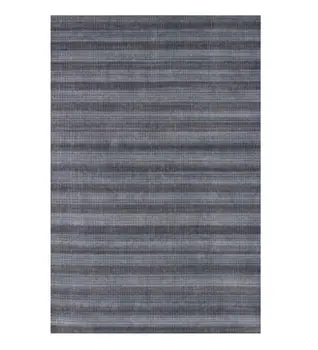 9' X 12' Blue And Black Hand Loomed Area Rug