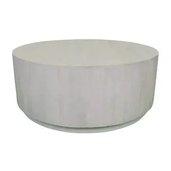 42" Rustic White Solid Wood Round Distressed Coffee Table
