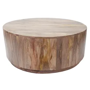 42" Natural Solid Wood Round Coffee Table