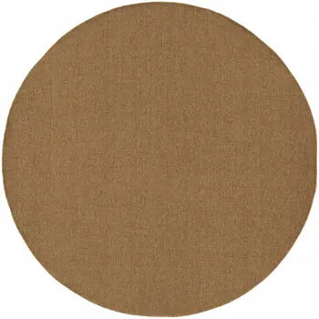 8' X 8' Tan Round Stain Resistant Indoor Outdoor Power Loomed Area Rug