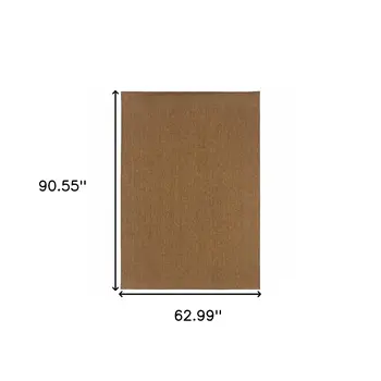 5' X 8' Tan Stain Resistant Indoor Outdoor Area Rug