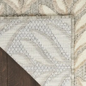 9' X 12' Ivory And Grey Floral Stain Resistant Non Skid Area Rug