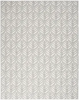 9' X 12' Grey Floral Stain Resistant Non Skid Area Rug