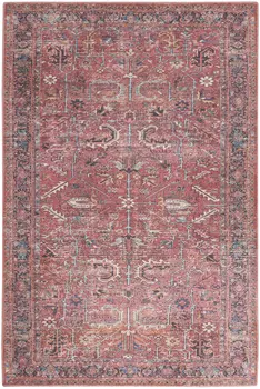 6' X 9' Brick Medallion Distressed Washable Area Rug
