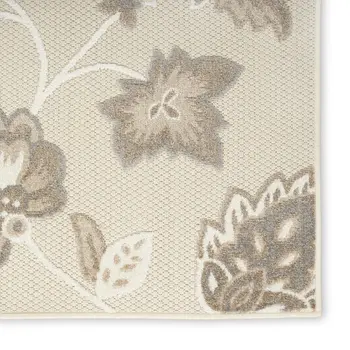 7' X 10' Beige Floral Non Skid Indoor Outdoor Area Rug