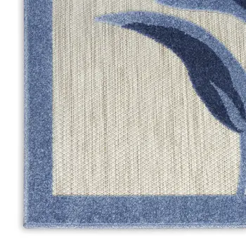 4' X 6' Blue And Grey Floral Stain Resistant Non Skid Area Rug
