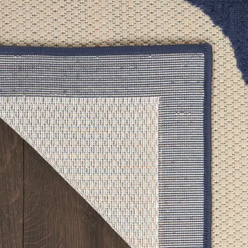 4' X 6' Ivory Blue and Orange Floral Non Skid Indoor Outdoor Area Rug