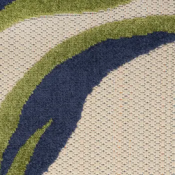 8' X 11' Ivory Blue and Orange Floral Non Skid Indoor Outdoor Area Rug