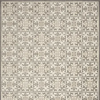 4' X 6' Ivory And Grey Fleur De Lis Stain Resistant Non Skid Area Rug