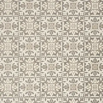 5' X 8' Ivory And Grey Fleur De Lis Stain Resistant Non Skid Area Rug