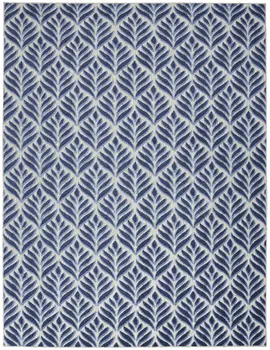5' X 8' Blue Floral Stain Resistant Non Skid Area Rug